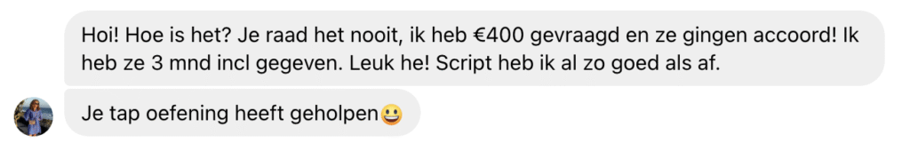 Screenshot of client landing new clients after applying CEO strategies from coaching.